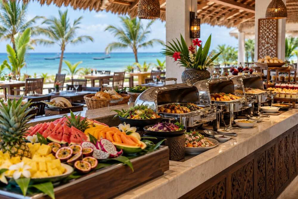 Hotelowy bufet All Inclusive na Zanzibarze