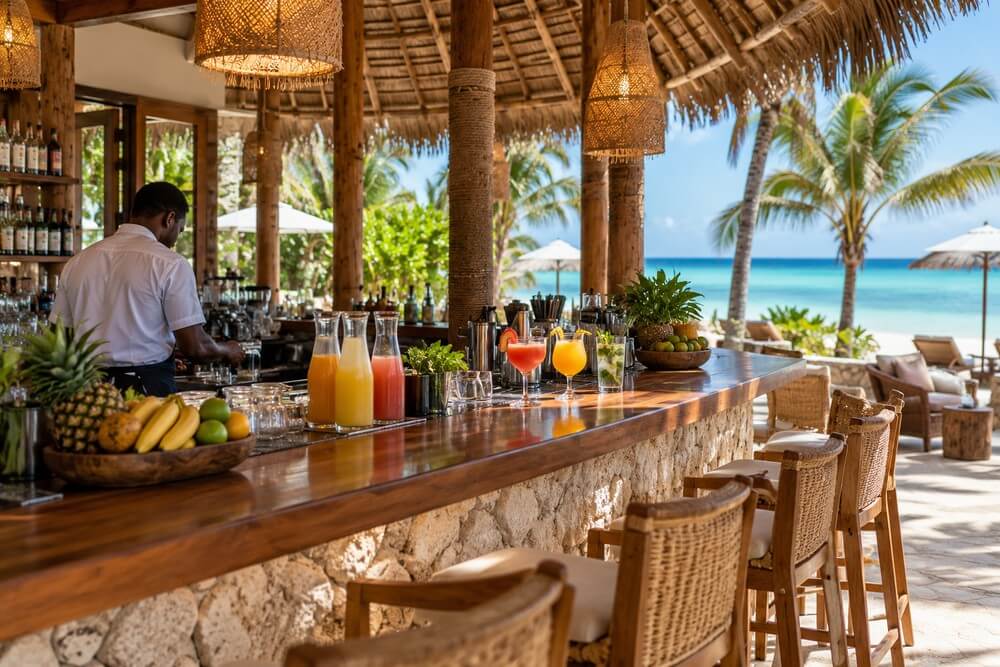 Bar i napoje w hotelu All Inclusive na Zanzibarze