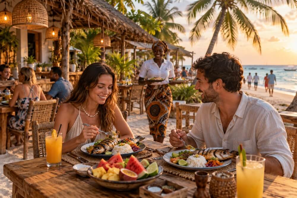 Lokalna restauracja poza resortem na Zanzibarze