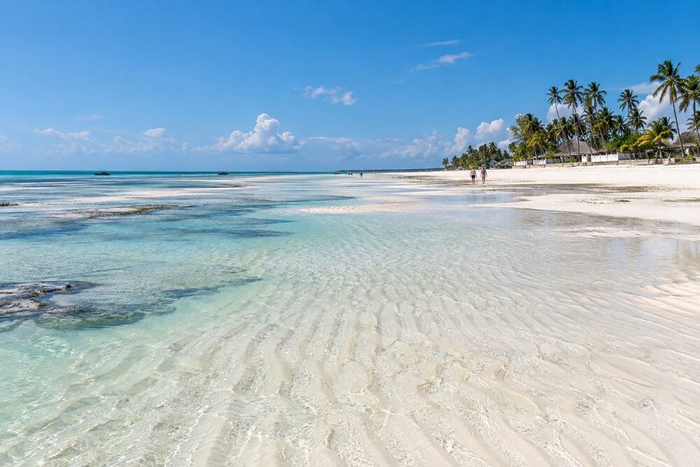 Wschodnie wybrzeże Zanzibaru podczas odpływu